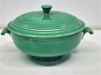 Green Fiesta Ware Covered Bowl