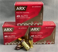 (3x) 20 Rnds .45 ACP Inceptor ARX Ammo