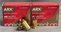 (2x) 20 Rnds .45 ACP Inceptor ARX Ammo