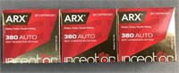 (3x) 25 Rnds 380 Auto Inceptor ARX Ammo