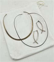 (2) Sterling Silver Choker Necklaces & Pair of