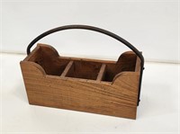 Primitive Wooden Tote with Iron Handle