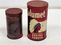 2 Advertising Calumet Baking Powder Tins