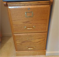 Two-Drawer Oak Filing Cabinet