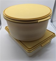 (2) Vintage Tupperware Harvest Gold Containers