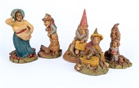 Lot 5 Vintage Tom Clark Garden Gnomes Figurines