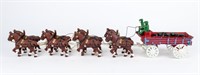 Cast Iron Horse Drawn Beer Wagon