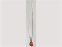 Sterling Silver Necklace with Coral Pendant
