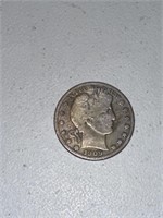 Vintage 1909-O 50c Barber Half Dollar Silver Coin