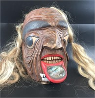 Stunning Tlingit mask with artist's mark of  Ivan