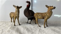 German 3" Turkey with two Metal Deer