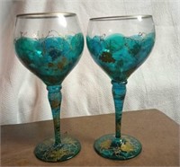 Hand-painted Colorful Wine Glasses Set of 2