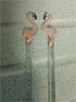 Flamingo Glass Swizzle Sticks