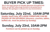 IMPORTANT PICK UP TIMES. PLEASE READ.