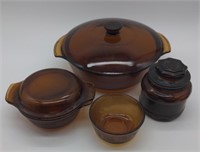 (3) Vintage Amber Fire King Dishes