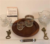 Vintage Barware Walnut Tray 8.5” Cocktail