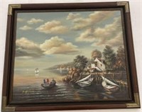 D. Howard Original Oil on Canvas Lake Scene