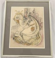 King David w/ Harp Signed Lithograph