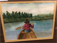 Watercolor by R Gandel "Rowing Girl"
