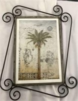 Palm Tree Litho w/ Metal Decorative Frame