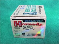 25 ROUNDS HORNADY CRITICAL DEFENSE 38 SPECIAL