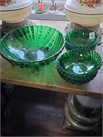 7 pc. Set Green Glass Berry Bowl Set