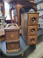 2 Sets of Antique  Wooden Sewing Machine Drawers