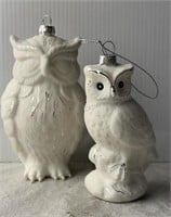 Glass Owl Ornaments -6" & 5"