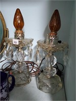 2 Glass Lamps w/Prisms