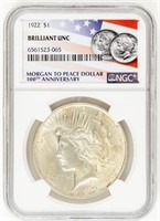 Coin 1922(P) Peace Dollar NGC BU