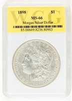 Coin 1898 Morgan Silver Dollar WCG MS66