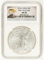Coin 2014(P) Silver Eagle 1st Release NGC MS70