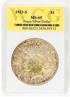 Coin 1923-S Peace Dollar WCG MS65