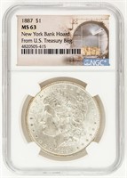 Coin 1887(P) Morgan Silver Dollar NGC MS63