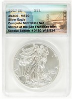 Coin 2017 S Silver Eagle ANACS MS70
