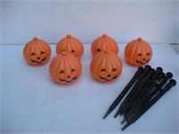 (6) Blow Mold Jack-O-Lanterns - 4 inches tall