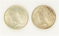 Coin 2 Peace Dollars 1922(P) + 1923(P) AU