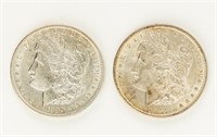 Coin 2 Morgan Silver Dollars 1890-O + 1891(P) AU