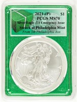 Coin 2021(P) Silver Eagle Emergency Iss PCGS MS70