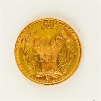 Coin  Coin 1945 - 2 Pesos Mexico Gold Coin, BU