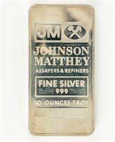 Coin 10 Ounce .999 Silver Bar, Johnson Matthey