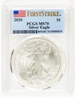 Coin 2020(P) Silver Eagle  PCGS MS70