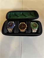 (3) Brand New Mens Wrsit Watches With Highend Case