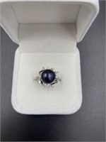 Classic 9mm Black Pearl Solitaire 925 Silver Ring