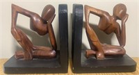 Carved Wooden Figurial Bookends