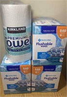 Large Flushable Wipes & Paper Towel Lot