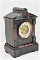 Black Etched 19th Century Marble Mantel Clock