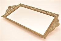 Vintage Ornate Gold Mirror Vanity Tray