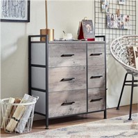 Fabric Dresser with 6 Drawers, Rustic Gray