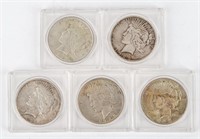 Coin 5 Peace Dollars 1922-1935  VF-XF